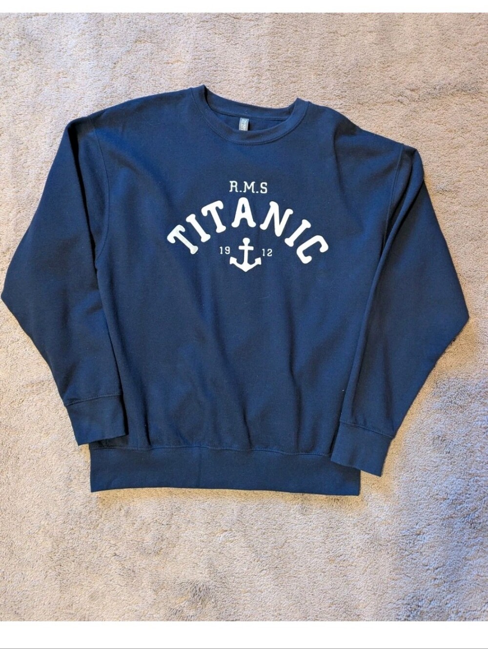 Heritage Cotton Titanic Navy Blue Crewneck Heavyweight Sweatshirt